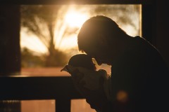 Families - a man with his new baby